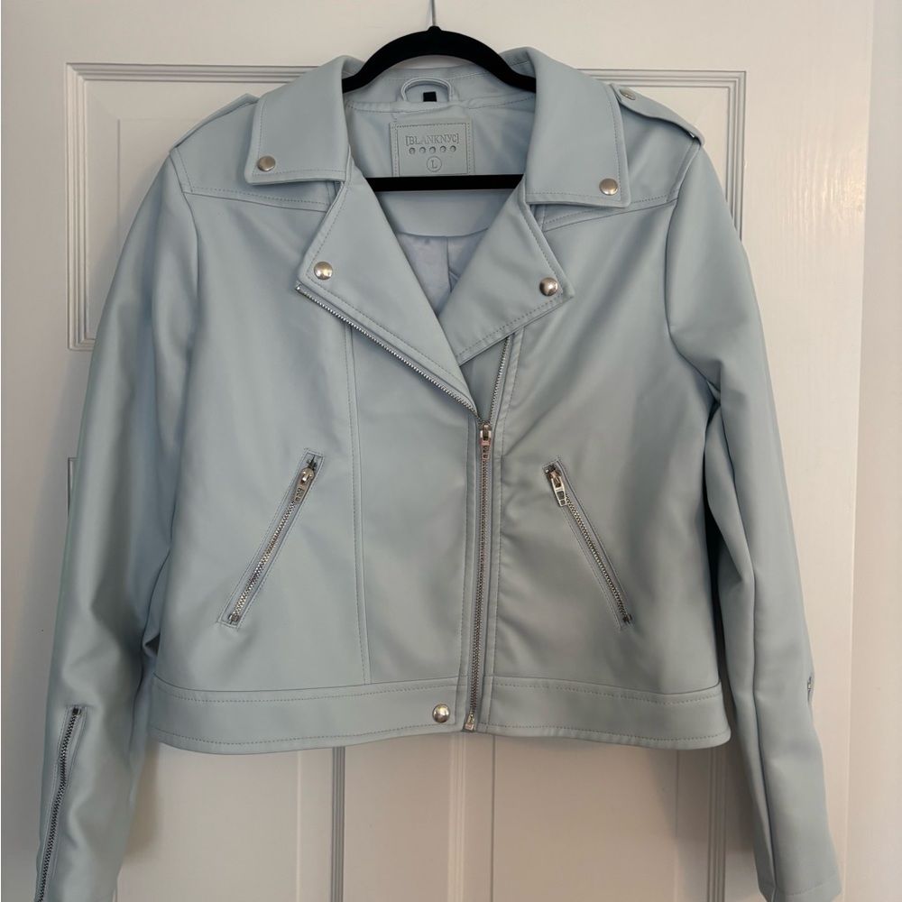 Blank NYC Sky Blue Leather Jacket